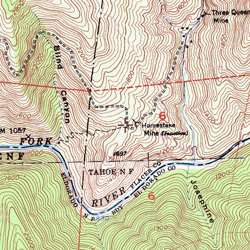 Topographic Map of Homestake Mine, CA