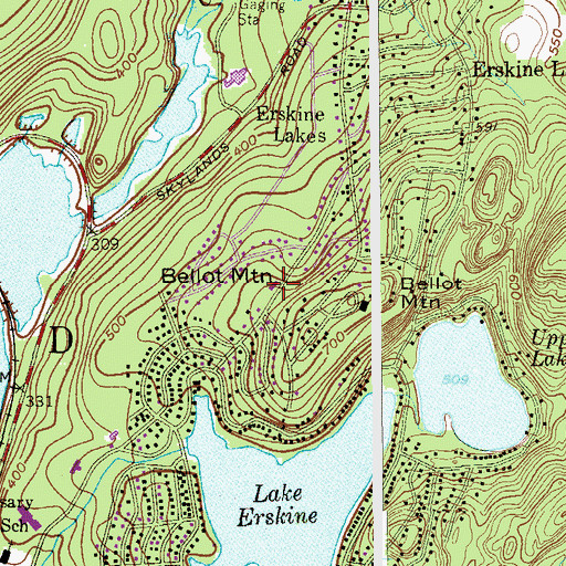Topographic Map of Erskine Lakes Volunteer Fire Company 1, NJ