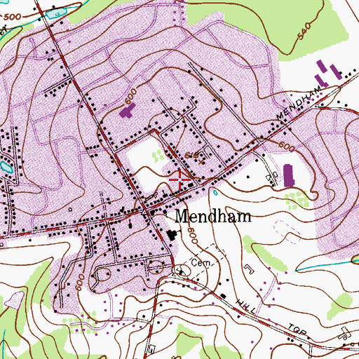 Topographic Map of Mendham Borough Fire Department, NJ