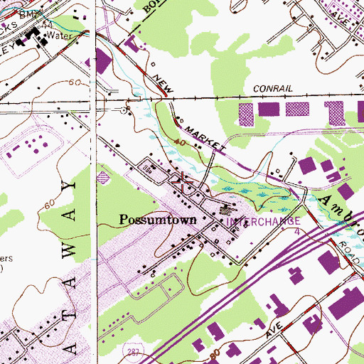 Topographic Map of Possumtown Volunteer Fire Company, NJ