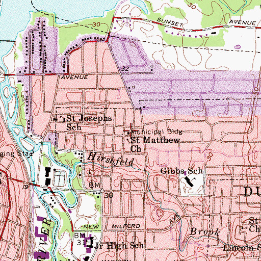 Topographic Map of New Milford Fire Department Company 1, NJ