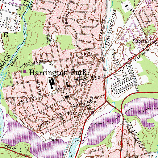 Topographic Map of Harrington Park Volunteer Fire Department, NJ