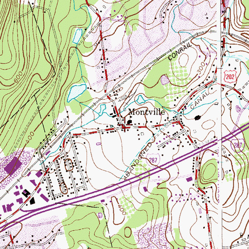Topographic Map of Montville Fire Department District 1, NJ