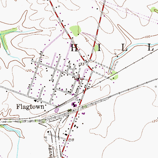 Topographic Map of Hillsborough Volunteer Fire Company 1, NJ