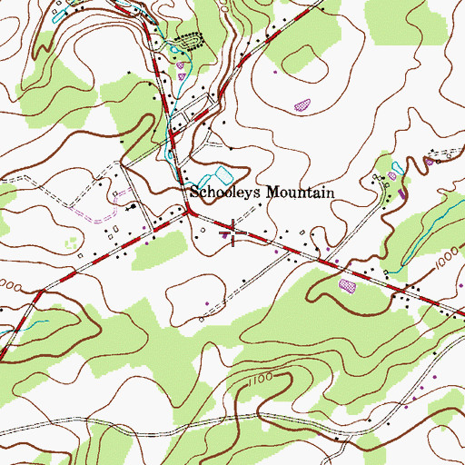 Topographic Map of Schooleys Mountain Fire Company, NJ