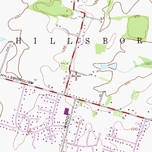 Topographic Map of Hillsborough Volunteer Fire Company 3, NJ