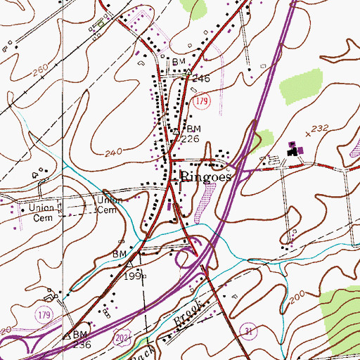 Topographic Map of Amwell Valley Fire Company, NJ