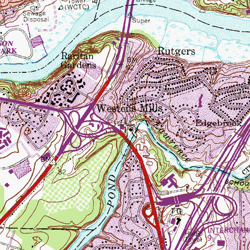 Topographic Map of New Brunswick Fire Department Engine Company 2, NJ