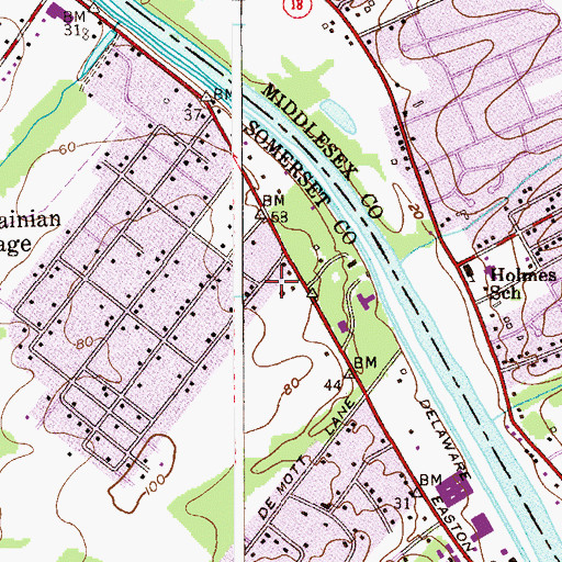 Topographic Map of Somerset Volunteer Fire and Rescue Company 1, NJ