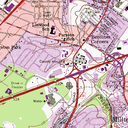 Topographic Map of New Brunswick Volunteer Fire Ladder Engine Company 1, NJ