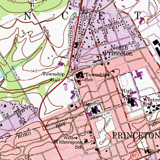 Topographic Map of Princeton Fire Department Mercer Engine Company 3, NJ
