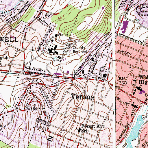 Topographic Map of Verona Fire Department Station 1, NJ