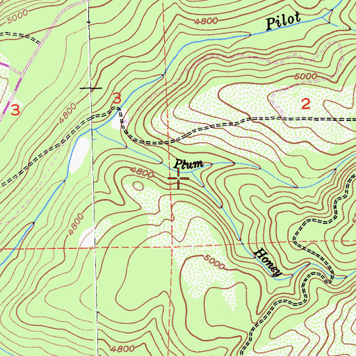 Topographic Map of Honey Creek, CA
