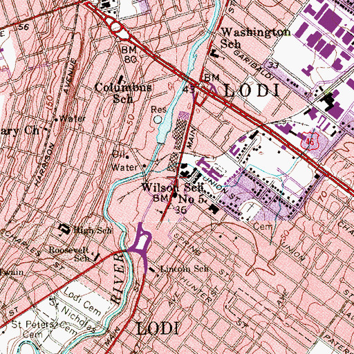 Topographic Map of Lodi Boro Fire Department, NJ