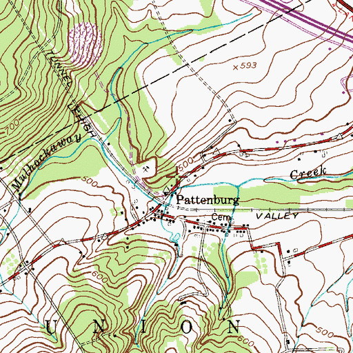 Topographic Map of Pattenburg Volunteer Fire Company, NJ
