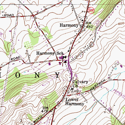 Topographic Map of Harmony Township Volunteer Fire Department, NJ