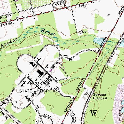 Topographic Map of Ancora Fire Department, NJ