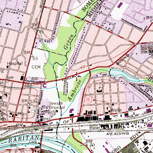 Topographic Map of Middlesex Fire Department Beechwood Heights Fire Company 2, NJ