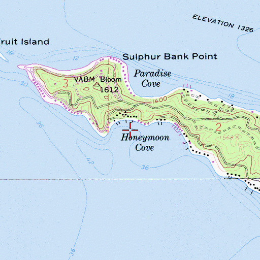 Topographic Map of Honeymoon Cove, CA