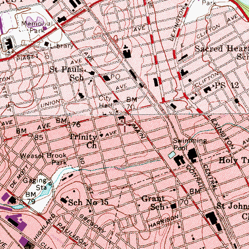 Topographic Map of Clifton Fire Department Engine 1, NJ