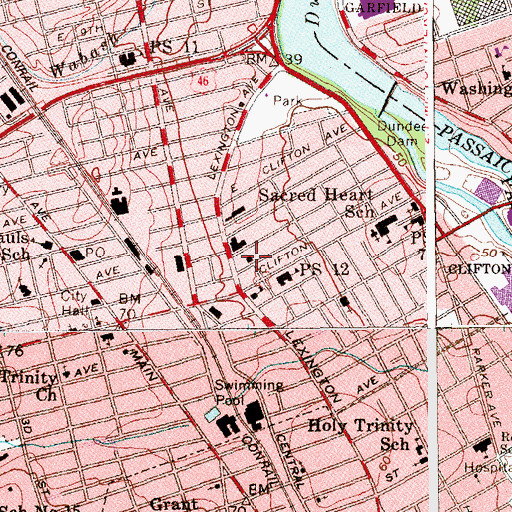 Topographic Map of Clifton Fire Department Engine 3, NJ