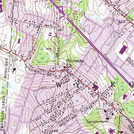 Topographic Map of Wyckoff Fire Department Sicomac Engine Company 3, NJ