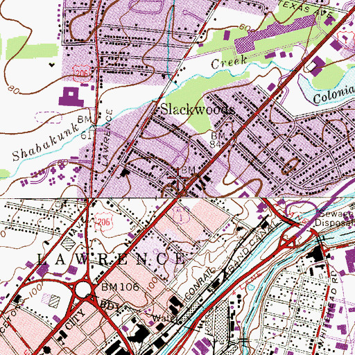 Topographic Map of Slackwood Volunteer Fire Company, NJ