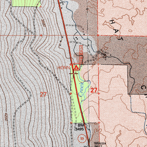 Topographic Map of Honn Campground, CA