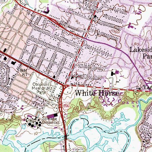 Topographic Map of Hamilton Township Fire District 6 White Horse Volunteer Fire Company, NJ