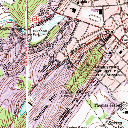 Topographic Map of Hillside Hose Company Number 1, NJ