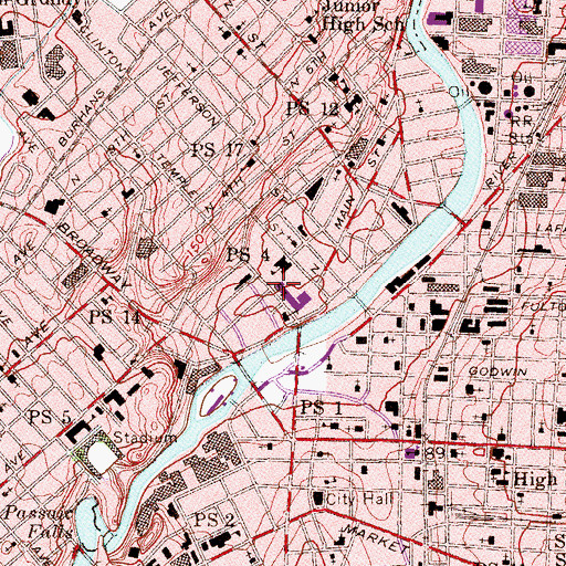 Topographic Map of Paterson Fire Department North Side Firehouse, NJ