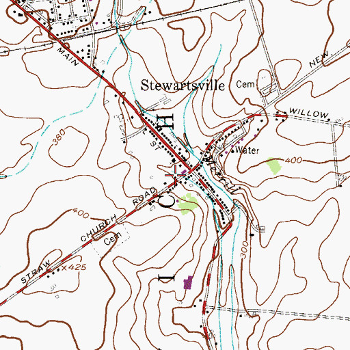 Topographic Map of Stewartsville Volunteer Fire Company 1, NJ