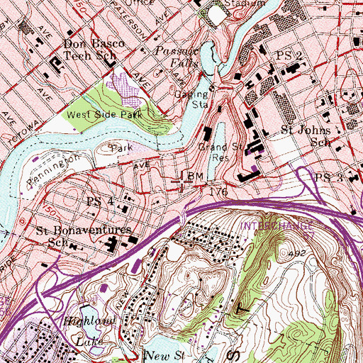 Topographic Map of Paterson Fire Department Grand Street Firehouse, NJ