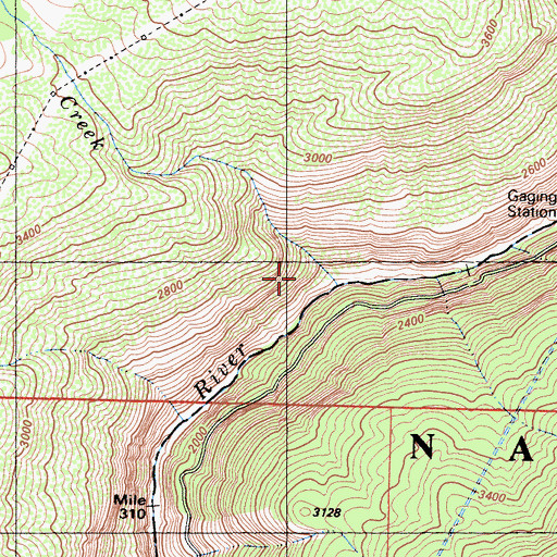 Topographic Map of Hookers Creek, CA