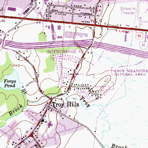 Topographic Map of Parsippany Troy Hills Department Station 2, NJ