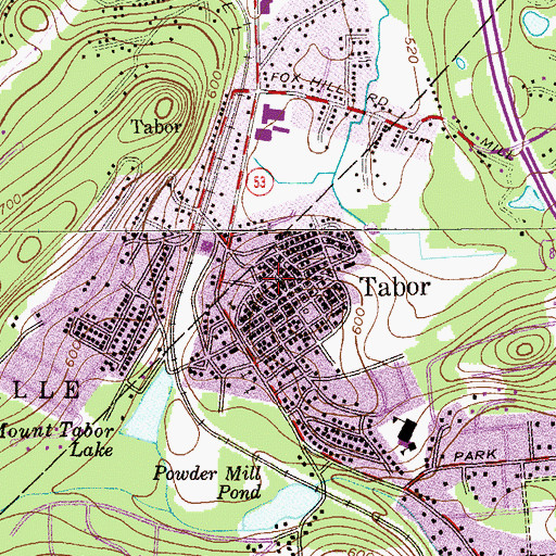 Topographic Map of Mount Tabor Fire Department Simpson Firehouse, NJ