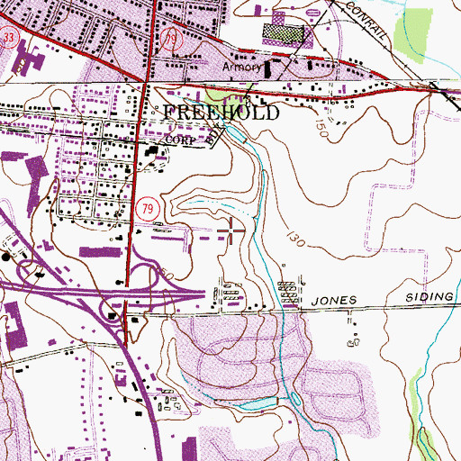 Topographic Map of Freehold Township Fire District 2 East Freehold Fire Company Daniels Way Annex, NJ