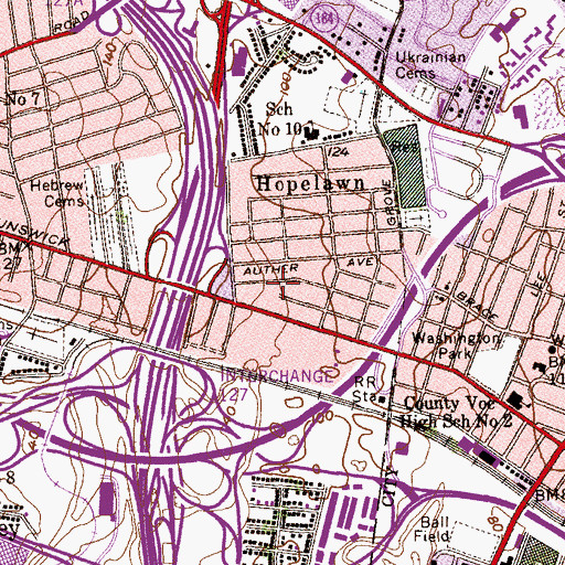 Topographic Map of Hopelawn Engine Company 1, NJ