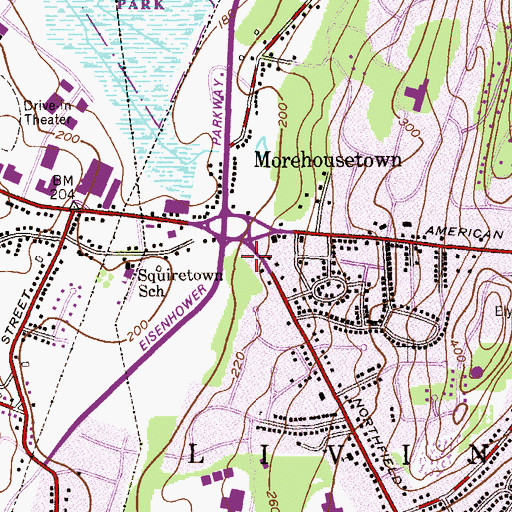 Topographic Map of Livingston Fire Department Circle Station, NJ