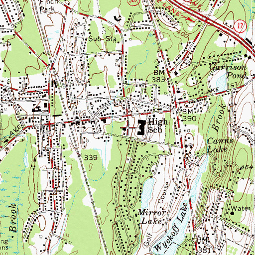 Topographic Map of Ramsey Fire Department, NJ
