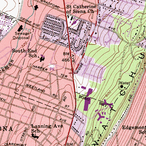Topographic Map of Cedar Grove Fire Department South End Company 3, NJ