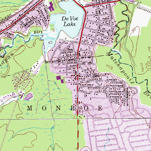 Topographic Map of Monroe Township Volunteer Fire Company Number 1, NJ