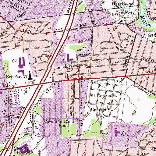 Topographic Map of Colonia Fire Company, NJ