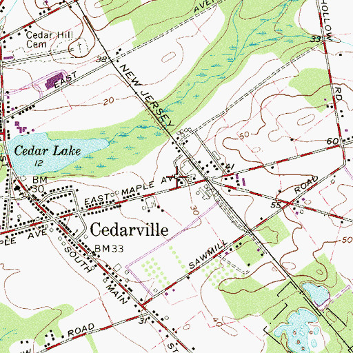 Topographic Map of Cedarville Fire Department Station 17, NJ