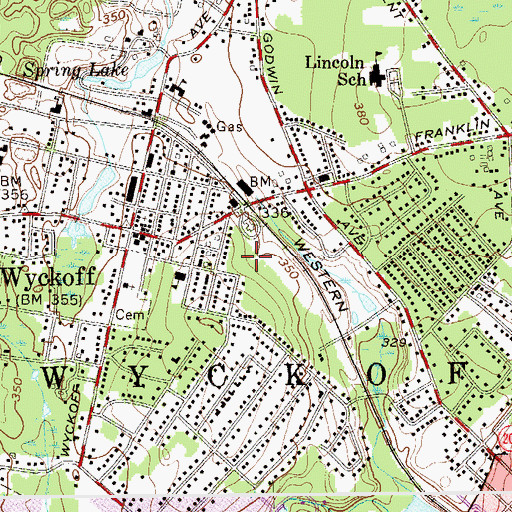 Topographic Map of Wyckoff Fire Department Company 1, NJ