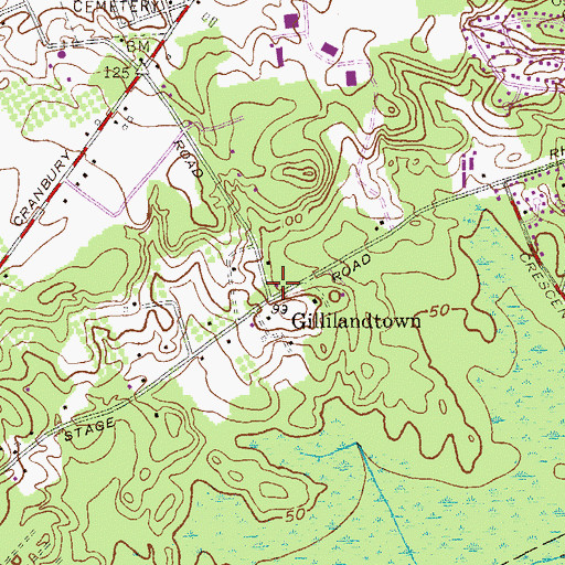 Topographic Map of East Brunswick Fire District 1 Fern Road Station, NJ