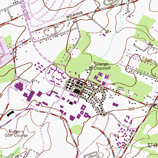 Topographic Map of Rutgers University Fire and Emergency Services, NJ