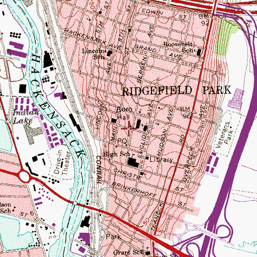 Topographic Map of Ridgefield Park Fire Department Hose Company 1, NJ