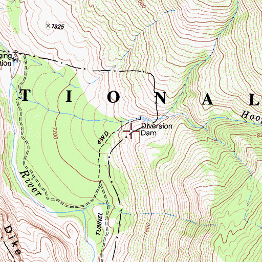 Topographic Map of Hooper Diversion Dam, CA