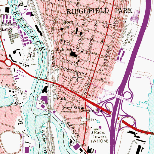 Topographic Map of Ridgefield Park Fire Department Overpeck Engine Company 2, NJ
